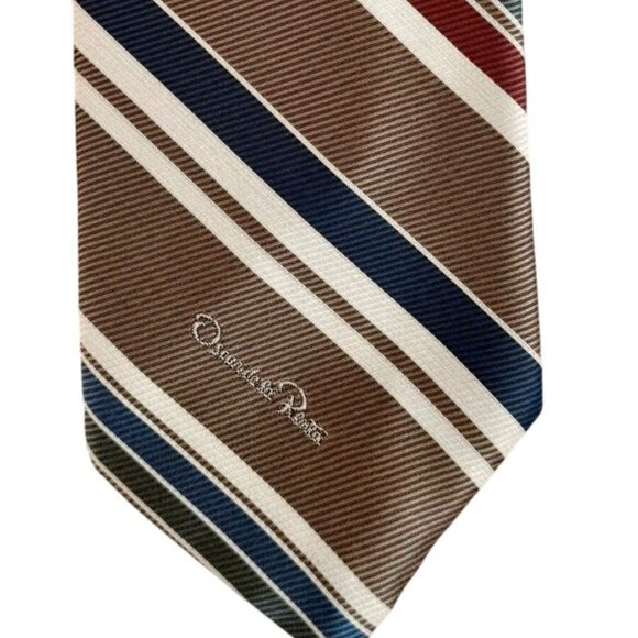 Vintage Oscar De La Renta Striped Silk Necktie 56 in Long 3.5 in Wide - Picture 3 of 6